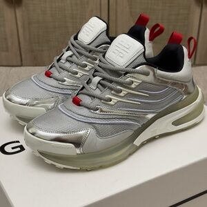 Givenchy GIV 1 Metallic Silver Gray and White Sneakers size 40